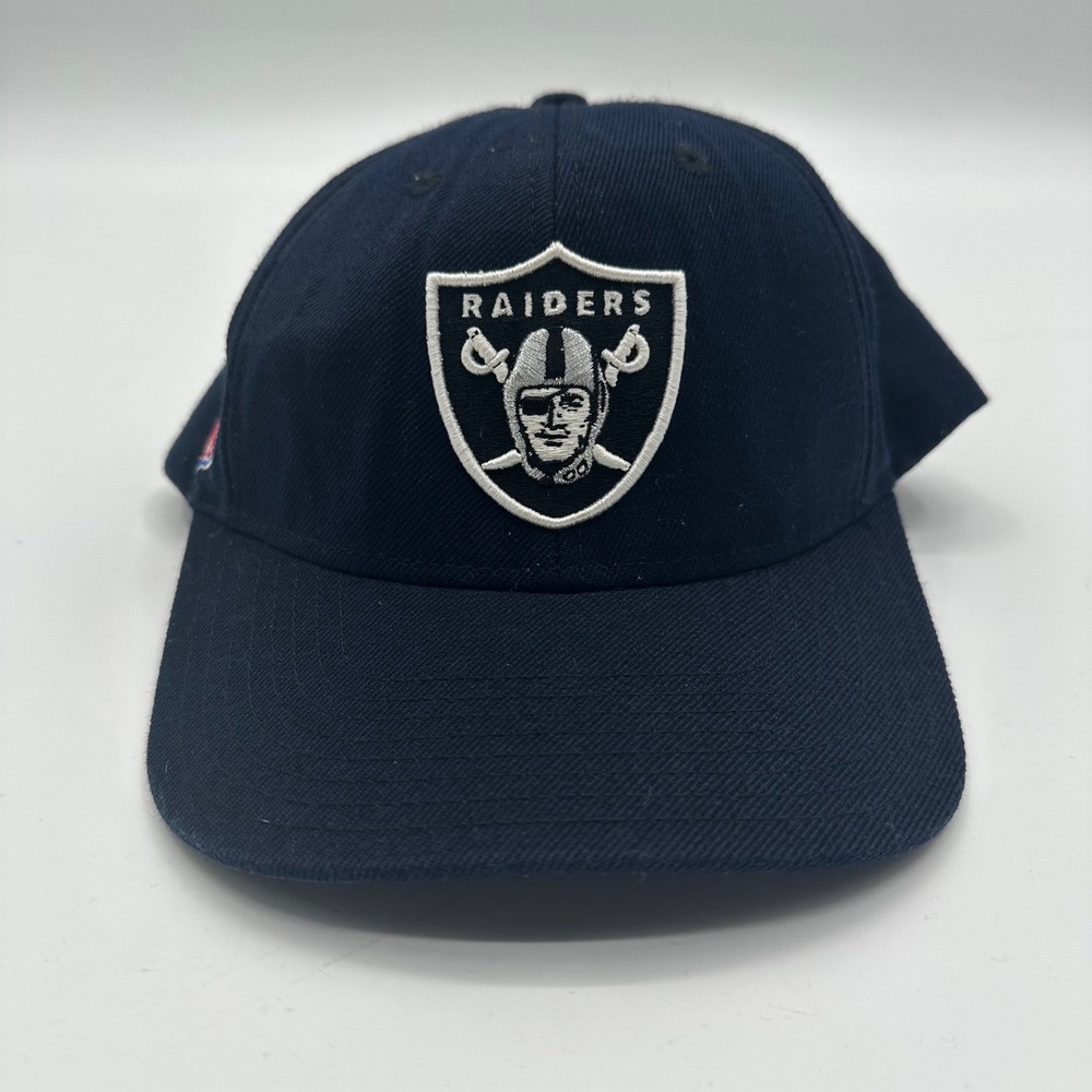 Reebok NFL Authentic Sideline Oakland Raiders Hat Black Adjustable Cap VTG Y2K